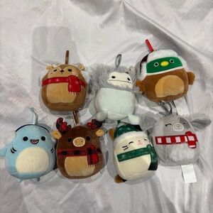 Squishmallows Christmas Ornament Set Plush 4” Holiday Lot of 7